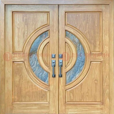 Двухстворчатая металлическая дверь с витражом ВЖ-11 в Красноармейске
