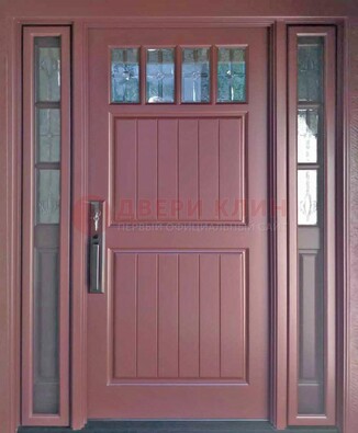 Входная дверь с массивом с фрамугами и витражом ВЖ-19 в Красноармейске